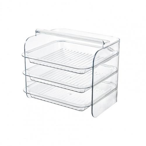 Multilayer Side Dish Rack Fruit Vegetables Side Dish Rack Drawer Stackable Vegetable Meat Kitchen Tray Fridge Organizer: white