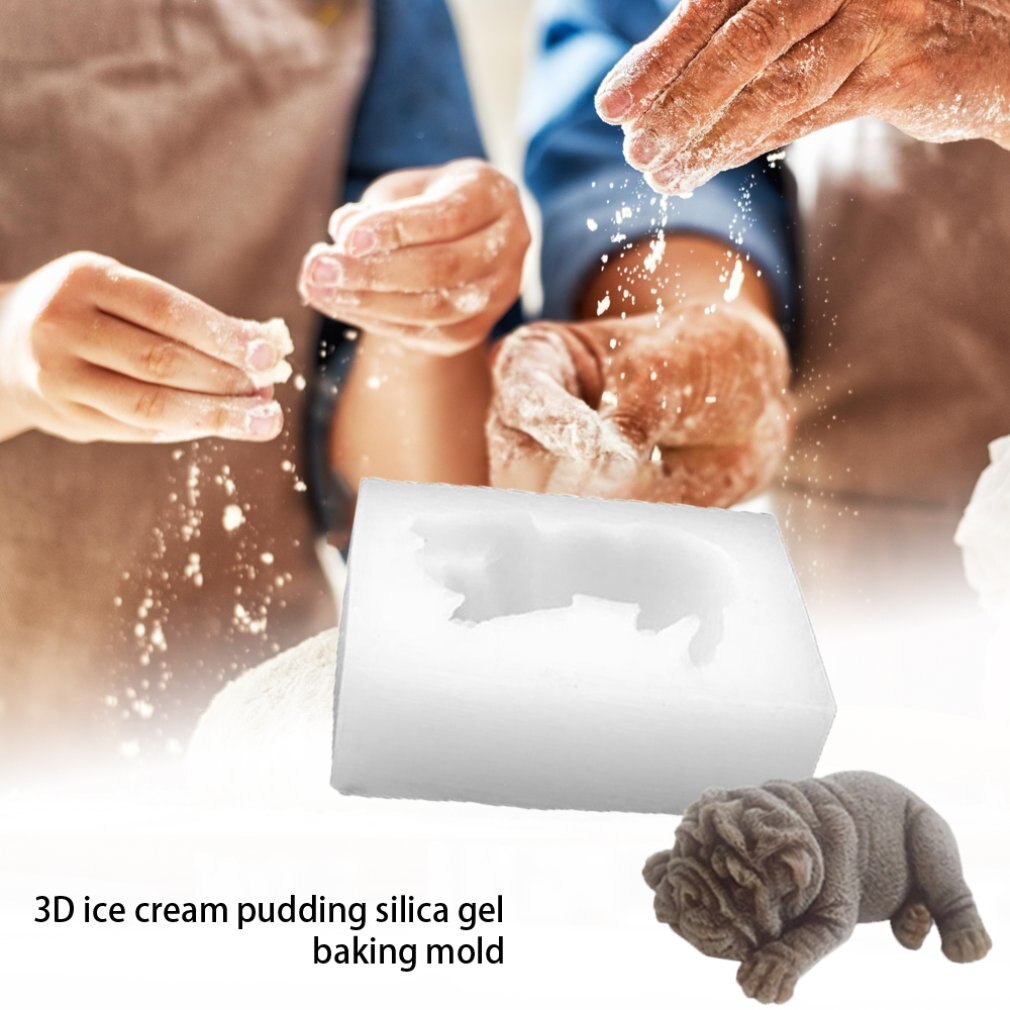 Moule de cuisson chocolat Shar Pei Mousse Silicone moule 3d chien crème glacée Fondant décoration moule de cuisson