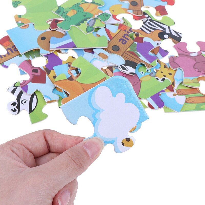 24 stykker papirpuslespil børnelegetøj tegneserie skovdyr zoo puslespil barn tidligt uddannelsesmæssigt læring babylegetøj