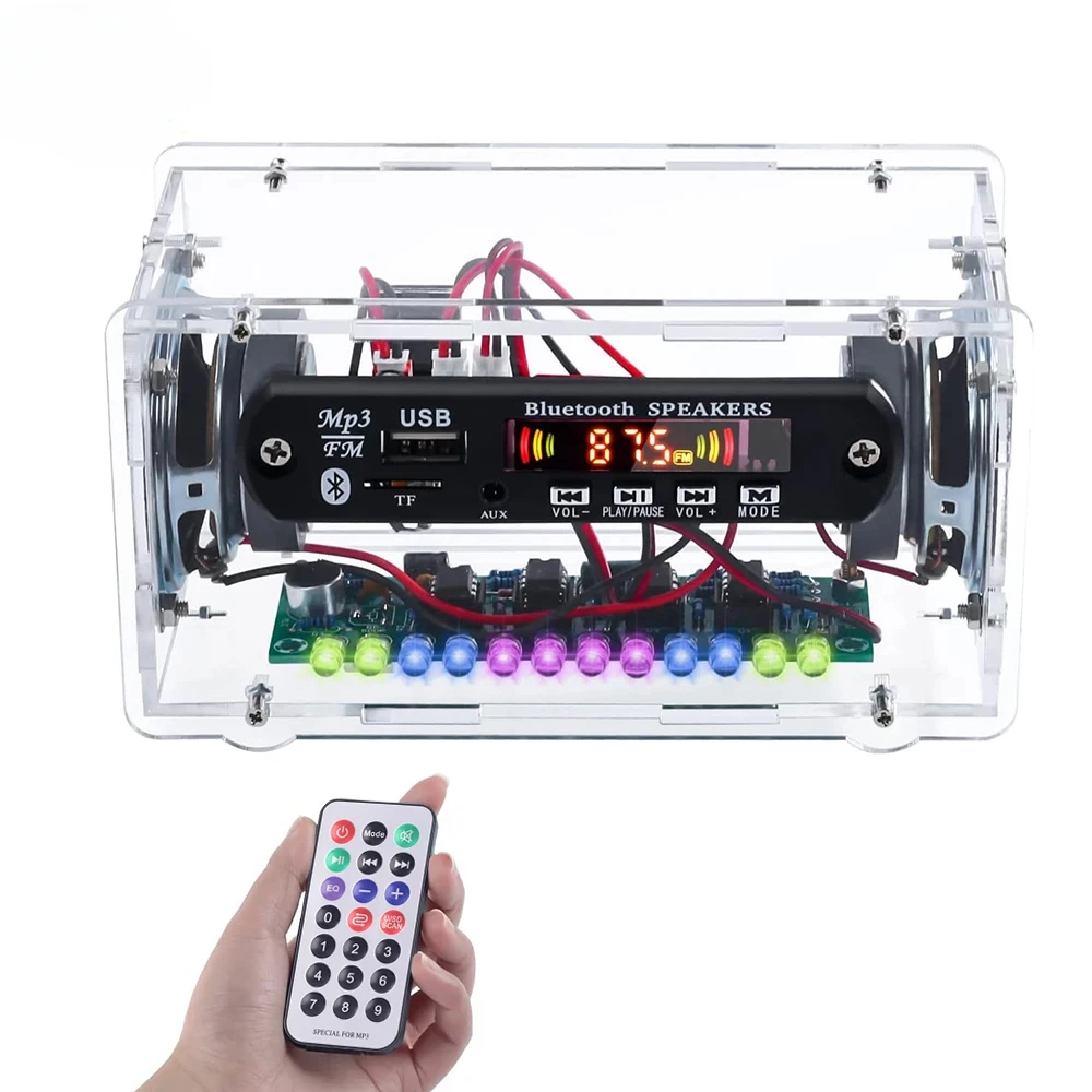 DIY Electronit FM Radio Kit Bluetooth-Compatible Amplifier Stereo Speaker 3W*2 Spectrum Indicate Music Player Soldering Practice: Default Title