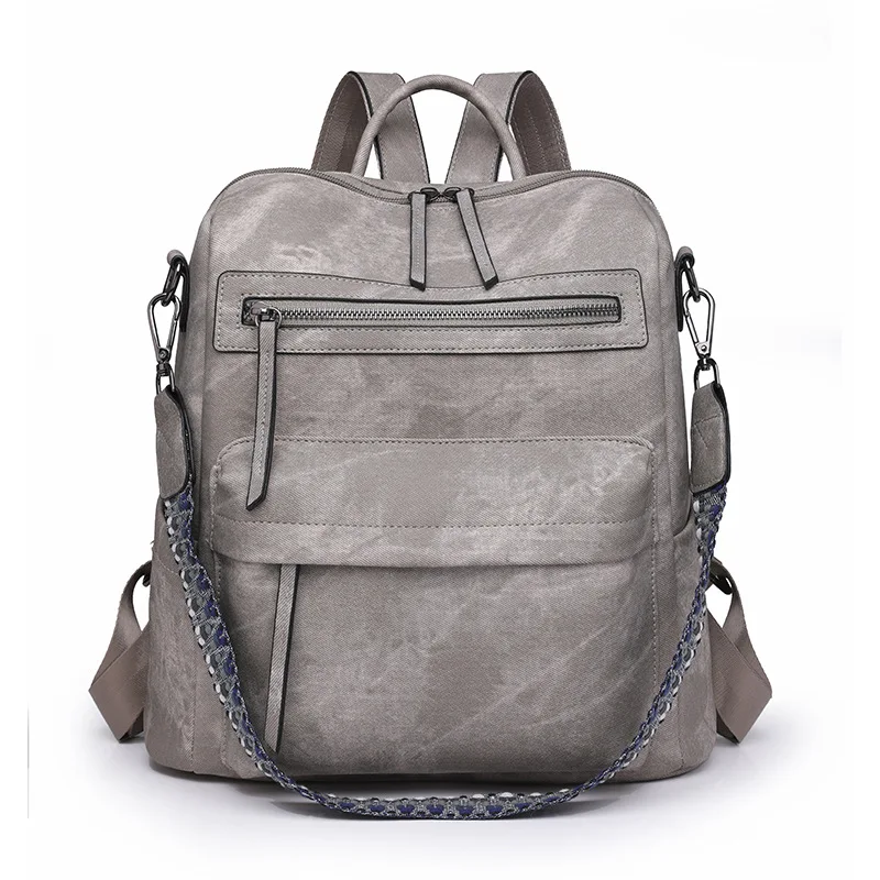 Wasserdichter Rucksack aus Leder für Damen, Diebstahlsicherer Rucksack, umwandelbar, modisch, lässig, Umhängetasche für Reisehandtaschen: Black