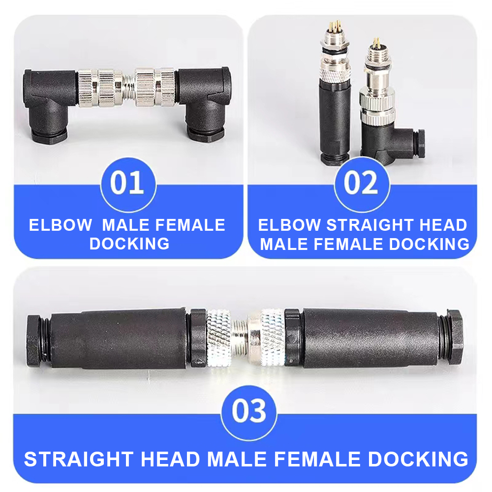 Cloweit M8 Sensor Stecker Wasserdicht männlich & weiblich Stecker Gerade Winkel Schraube Gewinde Kupplung 3Stift 4p Tafel montieren Flansch buchse