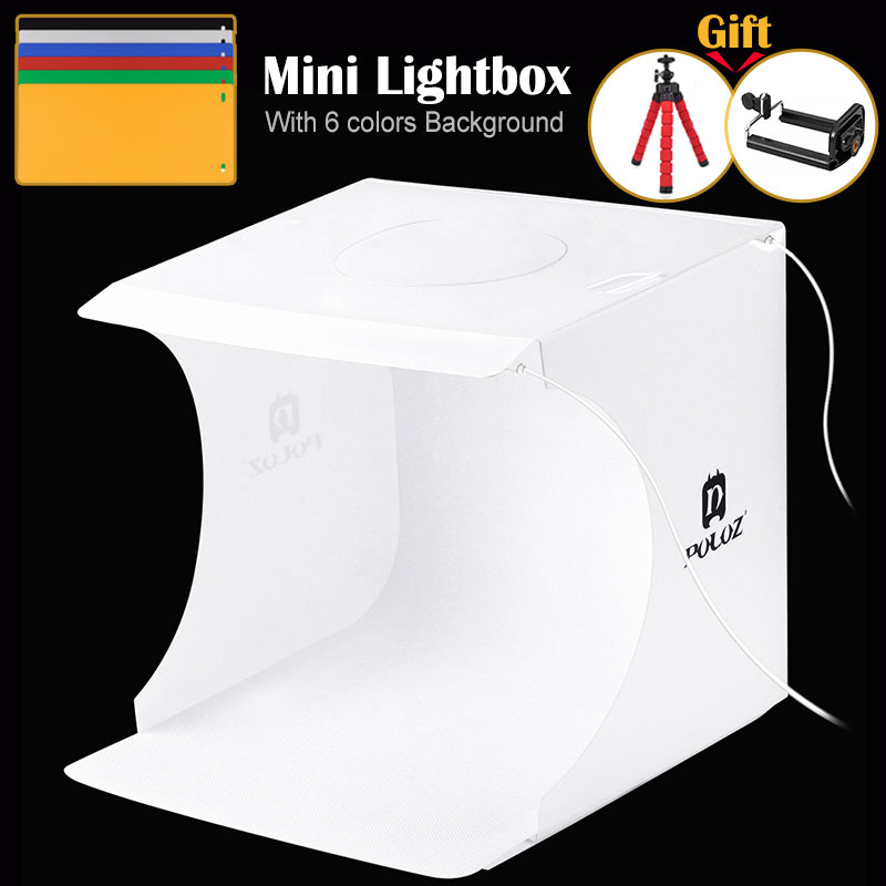 Puluz 20*20 Cm 8 Mini Vouwen Studio Diffuse Soft Box Lightbox Met Led Licht Zwart Wit Fotografie Achtergrond fotostudio Doos