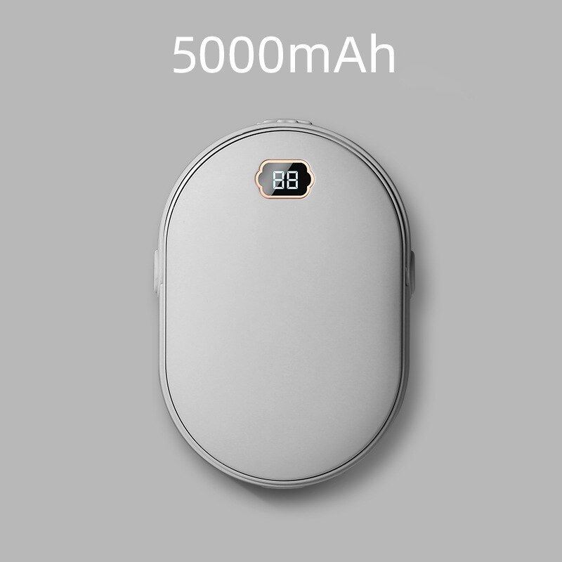 Portable Hand Warmer Charging Treasure 2 In 1 Usb Heater 5000/10000 mAh Led Light Safety Pocket Mobile Power Hand Warmer: 5000mAh grey