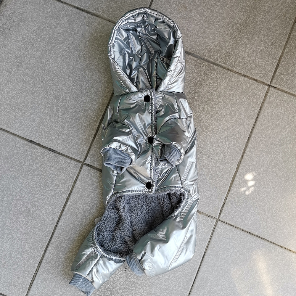 Ropa de invierno para perros pequeños, abrigo grueso de lana para mascotas, chaqueta, Mono para perros Chihuahua, ropa para cachorros: Silver / S