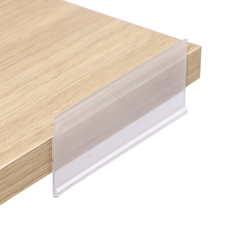 Plastic Pvc Shelf Data Strips Clip Holder with Adhesive Tape on Back 10cm for Merchandise Price Talker Sign Label Display 100pcs