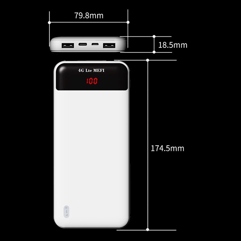 -4G LTE WiFi Router MiFi Smart Router 150Mbps Mobile WiFi Up to 10 Users with 15000 MAh Power Bank for Phone