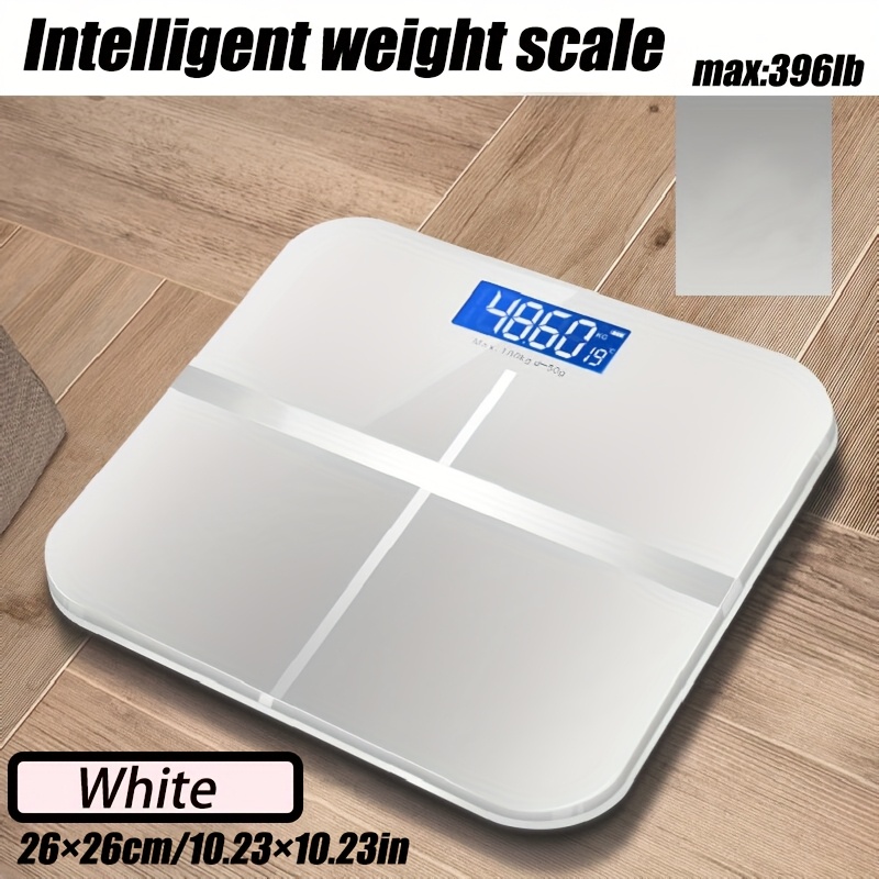 Bathroom Scale, LED Backlit Display, Thickened Glass Electronic Scale, Fitness, Outdoor Places, Home and Dormitory Small Scale: WHITE