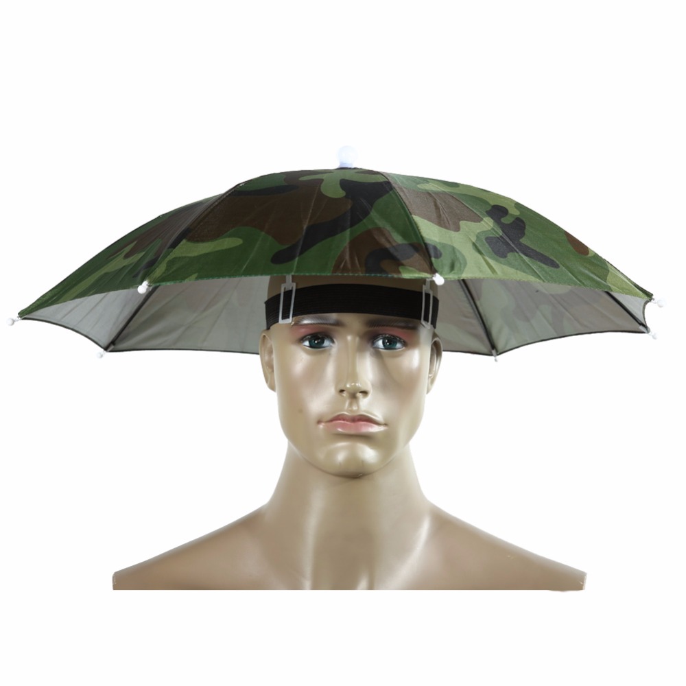 Bærbar paraply hat solskærm camping fiskeri vandring golf strand hovedbeklædning udendørs brolly cap til mænd håndfri paraply tackle