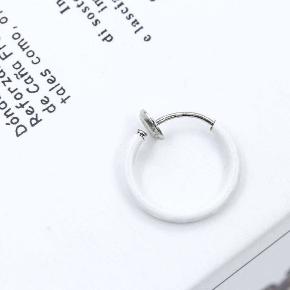 1PC Punk Felsen Ohr Clip Manschette wickeln Ohrringe Auf Gefälschte durchbohren Nase Lippe Band Ringe Für Frauen Männer unisex Punk Clip Ohr schick Schmuck: Weiß