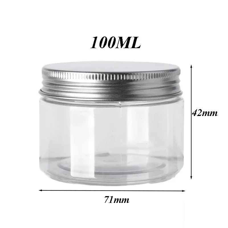 10Pcs Storage Jars Clear Aluminum Cap Empty Cosmetic Food Containers Travel Bottle Round Clear Plastic Jar Face Cream Sample Pot: Yellow