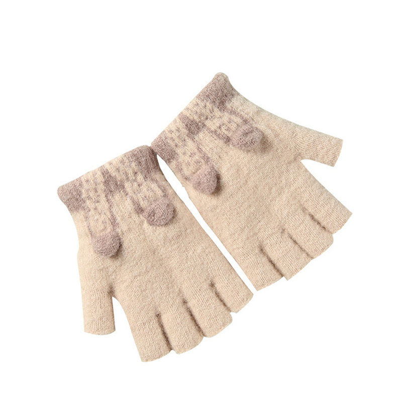 Herfst En Winter Baby Kinderen Leuke Animal Cartoon Fluwelen Warme Handschoenen Voor Jongens En Meisjes Zachte Half-Vinger Handschoenen kid 'S