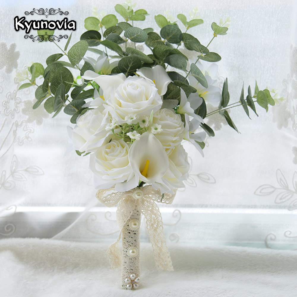Mini ramo de flores de boda Boho de kyovia, ramo de novia con toque Real, flores de lirio blanco, ramo de novia FE100