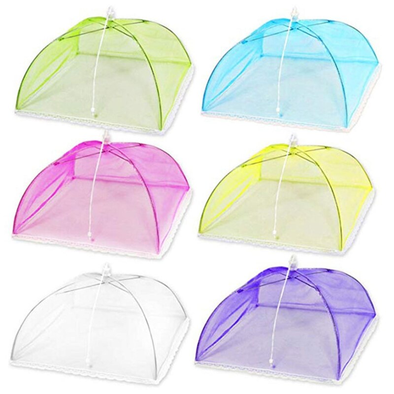 6 Pcs/Set Pop-Up Mesh Screen Food Cover Tent Collapsible Umbrella Food Cover Net: 16