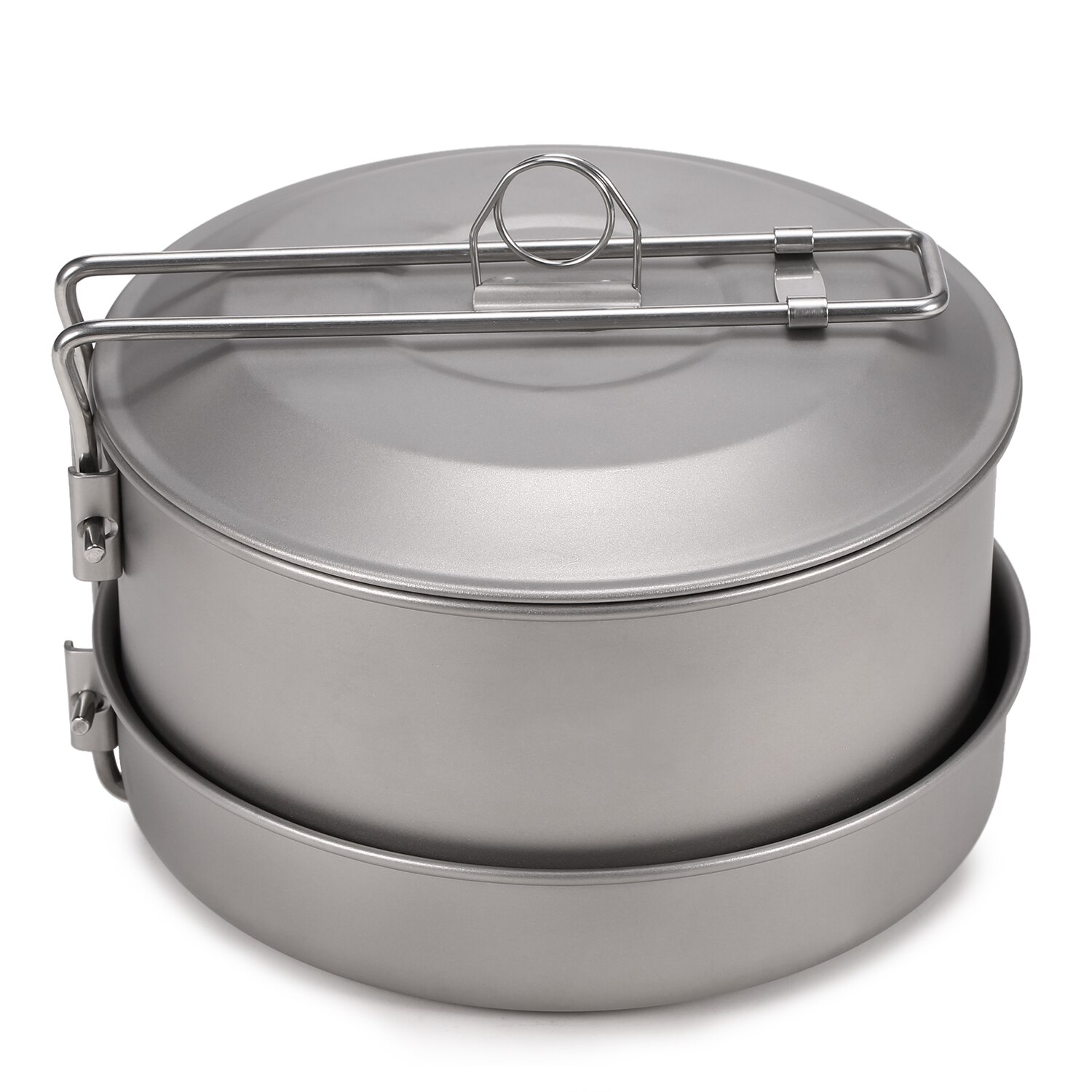 Juego de utensilios de cocina de titanio para Camping, juego de ollas y sartenes con tapa y manijas plegables para Camping al aire libre, senderismo, mochilero, Picnic