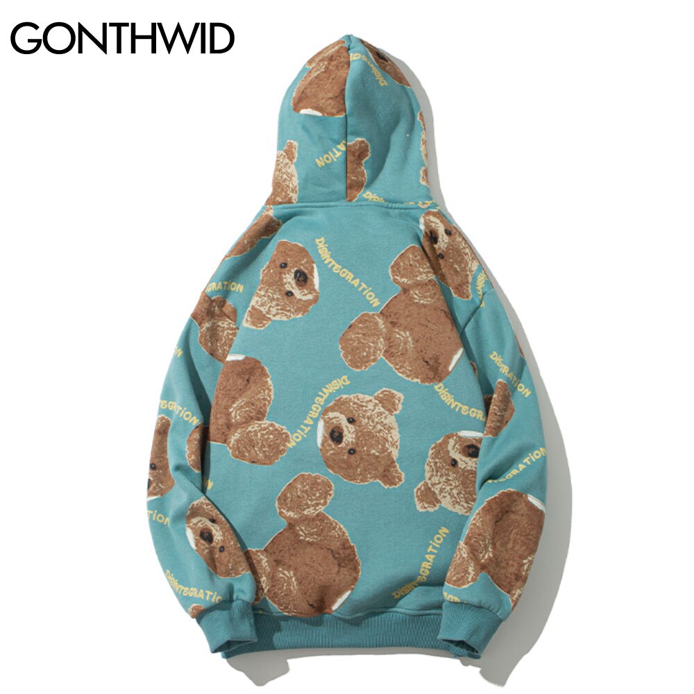 Gonthwid Hooded Sweatshirts Hip Hop Beer Print Fleece Hoodies Streetwear Heren Harajuku Casual Punk Rock Gothic Tops Uitloper Jas