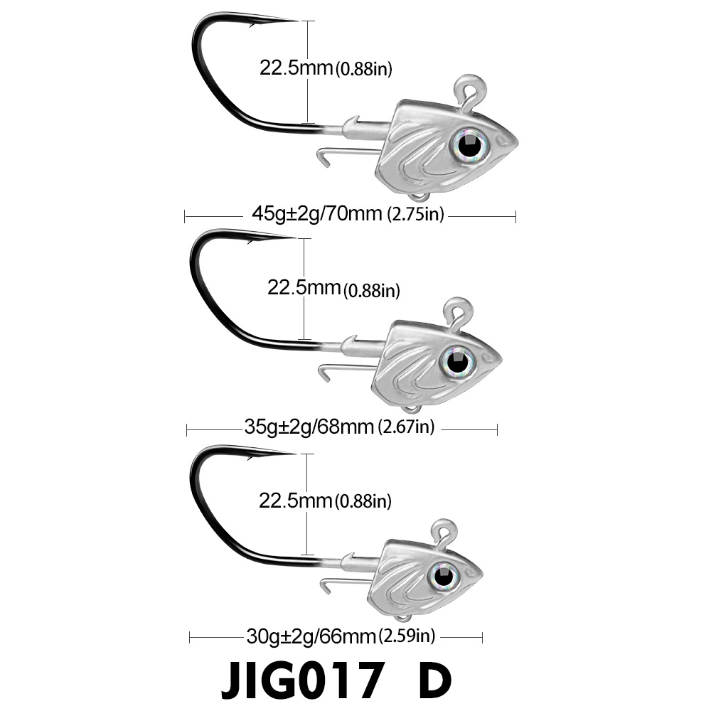 Fish Head Hooks 30g 35g 45g Fishing Hook 3D Eye Soft Worm Baits Jig Head Lure Hook for Sea Bass Pike Fishing Accessories Tackle