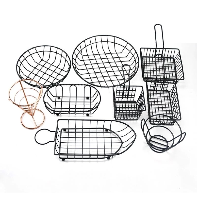 French Fries Basket Stainless Steel Food Storage Rack Snack Icing French Fry Containers Tin Pails Wedding Birthday Party Favors