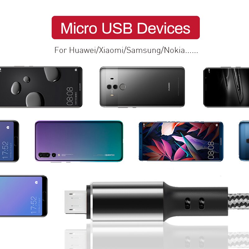2.4A kabel Micro USB szybkie ładowanie telefonu ładowanie typu C kabel 0.5m/1m/2m synchronizacja danych szybki przewód ładowania dla Samsung Huawei Xiaomi