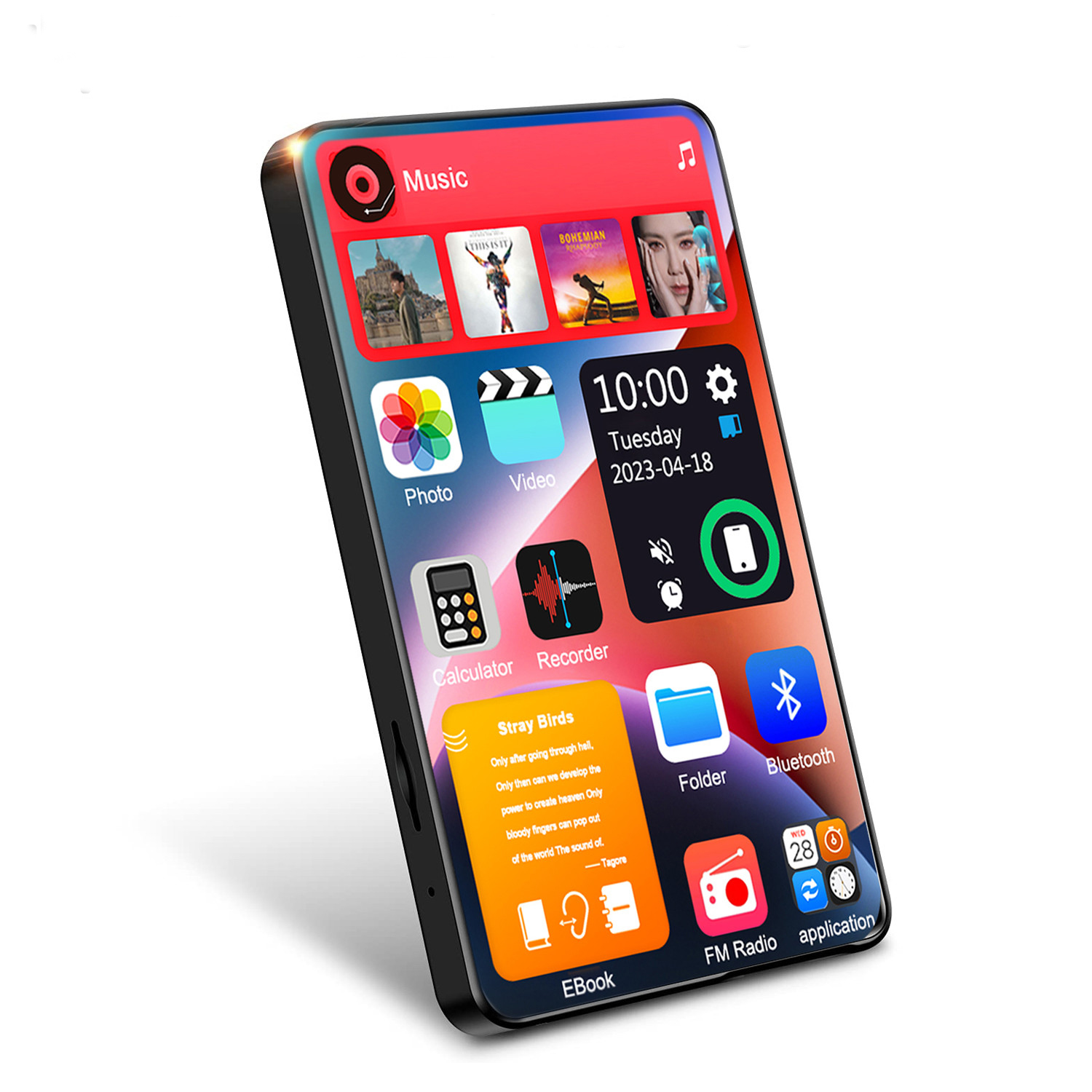 4 Inch UI MP4 Music Player Touch Screen 16GB BT 5.0 with Speaker 1080P Video Ebook FM MP3 Audio Player Portable For Walkman: Default Title
