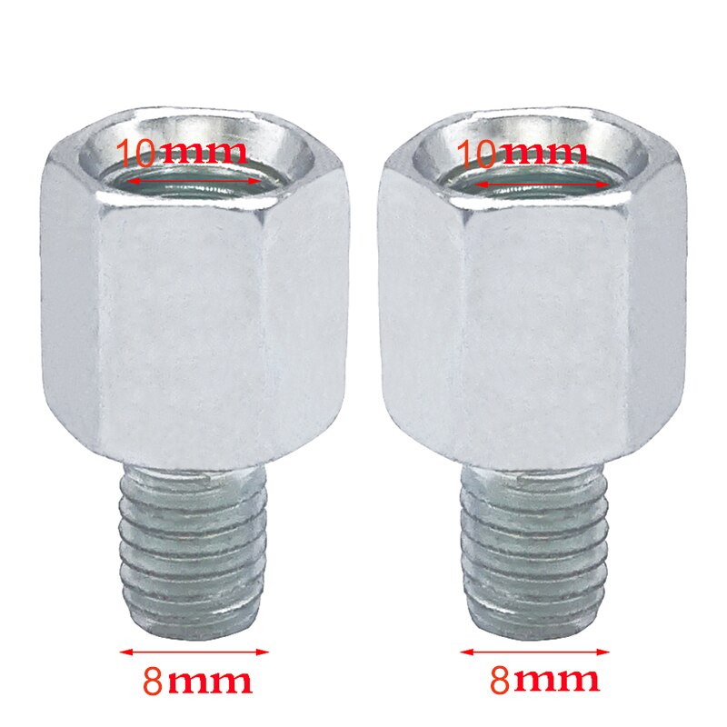 1 Pair Universal Mirror Adapter M10 M8 Clockwise Motorcycle Motorbike Rearview Mirror Adapter Bolt Steel Metal for Motorcycle: Silver(M10-M8)