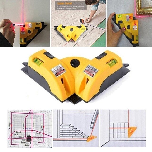 Line Vertical Leveling Level Horizontal Vertical Measurement Tools Horizontal Vertical Level 90 Degree: Yellow