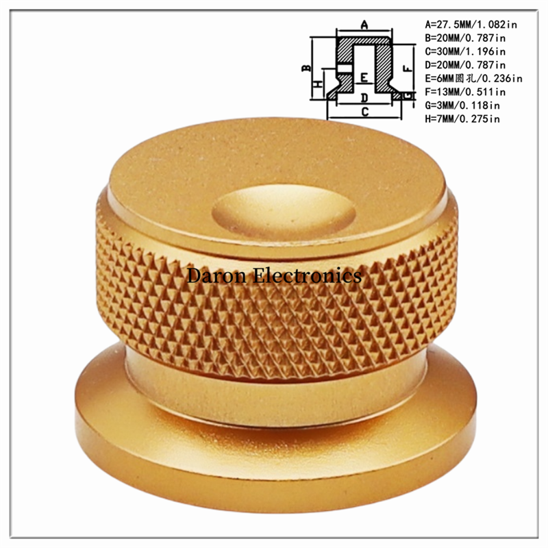 Bouton solide en alliage d'aluminium de couleur, capuchon de bouton de potentiomètre 30x20, capuchon de réglage rotatif pour instrument d'appareil ménager: Or