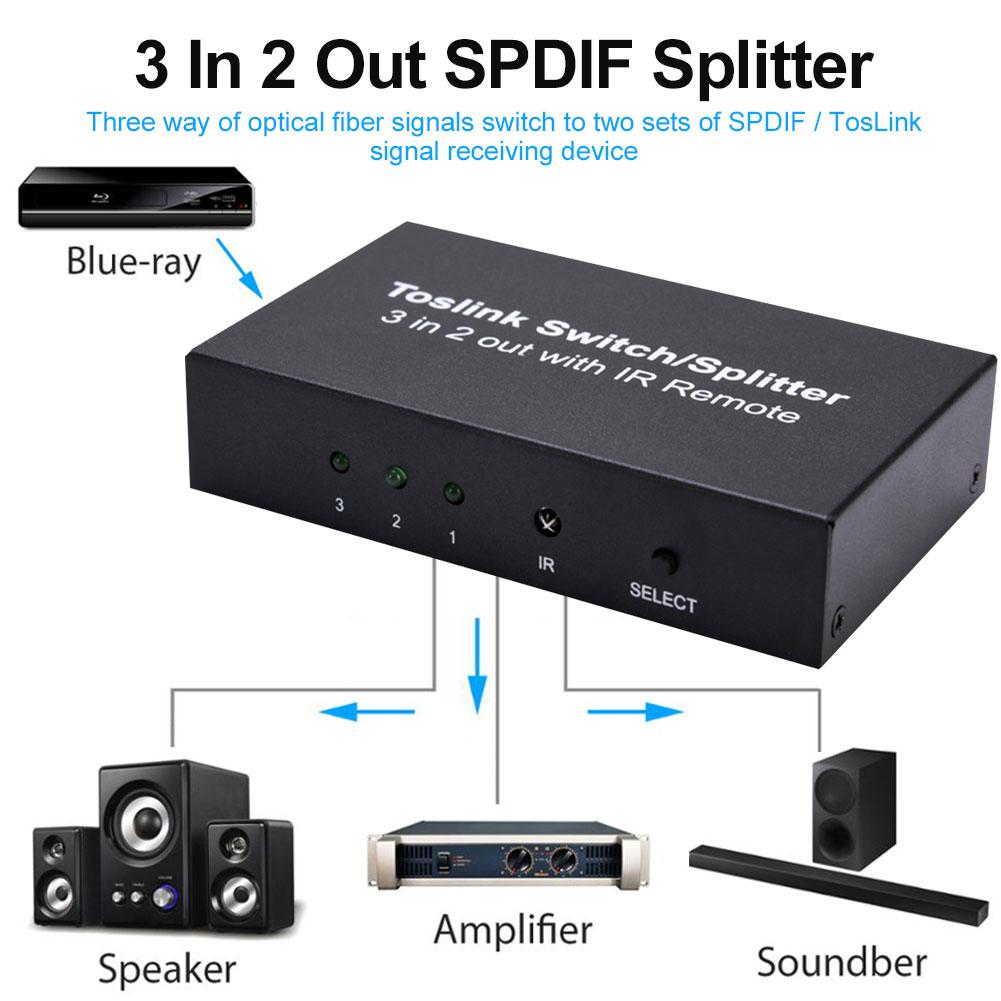 3x2 HDMI-compatible Splitter Video Switcher Adapter 3 In 2 Out Converter Amplifier With Remote Control For Xbox PS4 HDTV Laptop