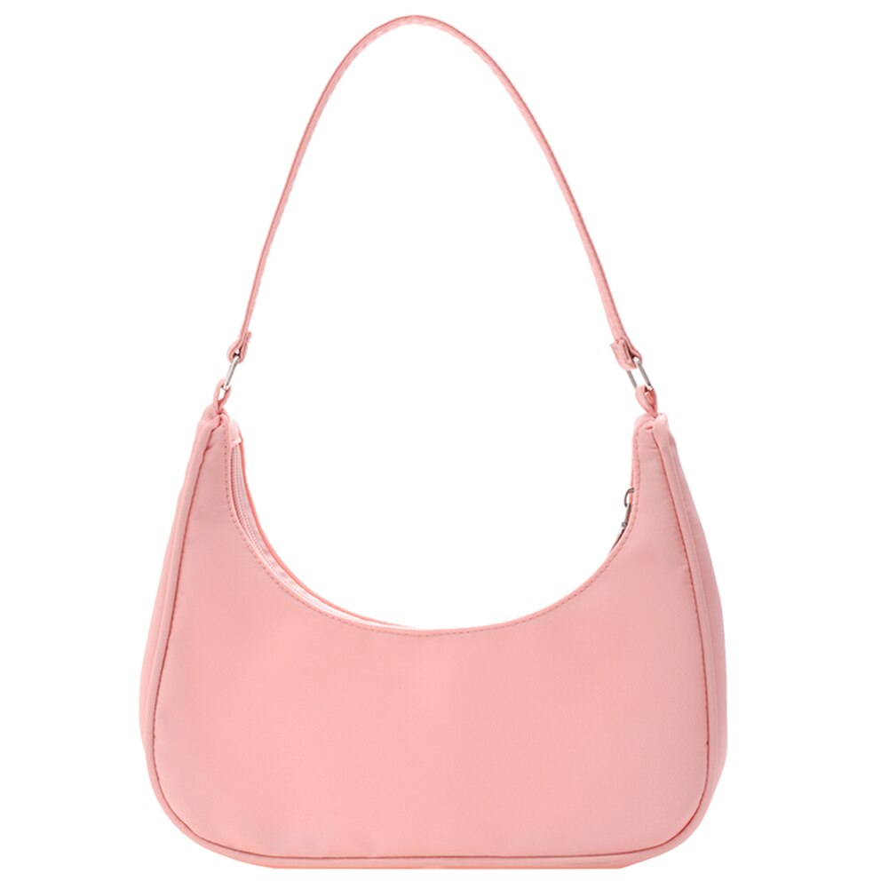 Mode Vrouwen Pure Kleur Schouder Onderarm Zwervers Zakken Casual Dames Rits Kleine Portemonnee Top-Handvat Handtas: Roze