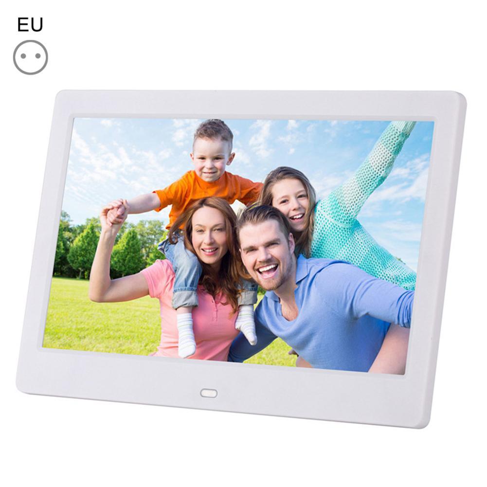 Marco de fotos Digital electrónico LED con detección de movimiento humano, 10,1 pulgadas, publicidad, vídeo HD, carrusel, pantalla de borde estrecho: White EU