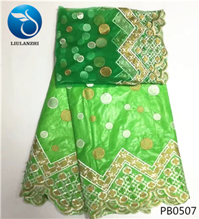 Tela bazin de algodón LIULANZHI africano tissu riche getzner brode getzner riche tela con cuentas con encaje de tul de 2 yardas PB05: PB0507