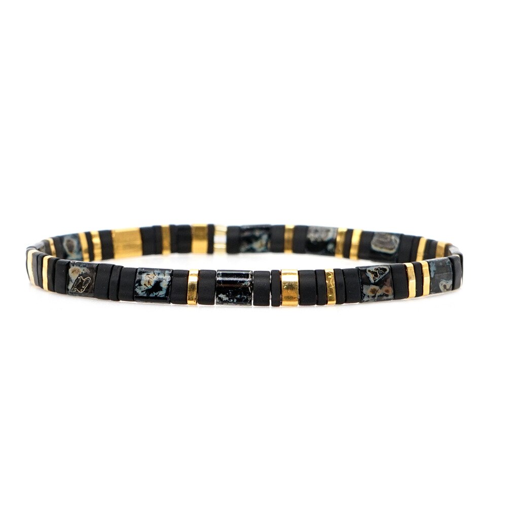 MIYUKI Tila Borda il Braccialetto Delle Donne di Colore A Mano Fai Da Te Fatti A Mano Boho Monili di Modo Amicizia Pulsera Braccialetto di Fascino Commercio All'ingrosso: Black lady