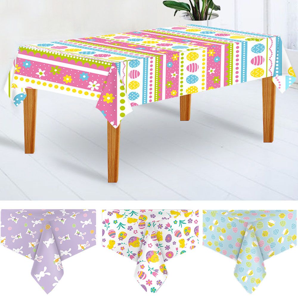 1Pc Easter Rabbit Tablecloth 137*274cm Disposable Table Cloth Happy Easter Home Decor Kids Birthday Party Supplies