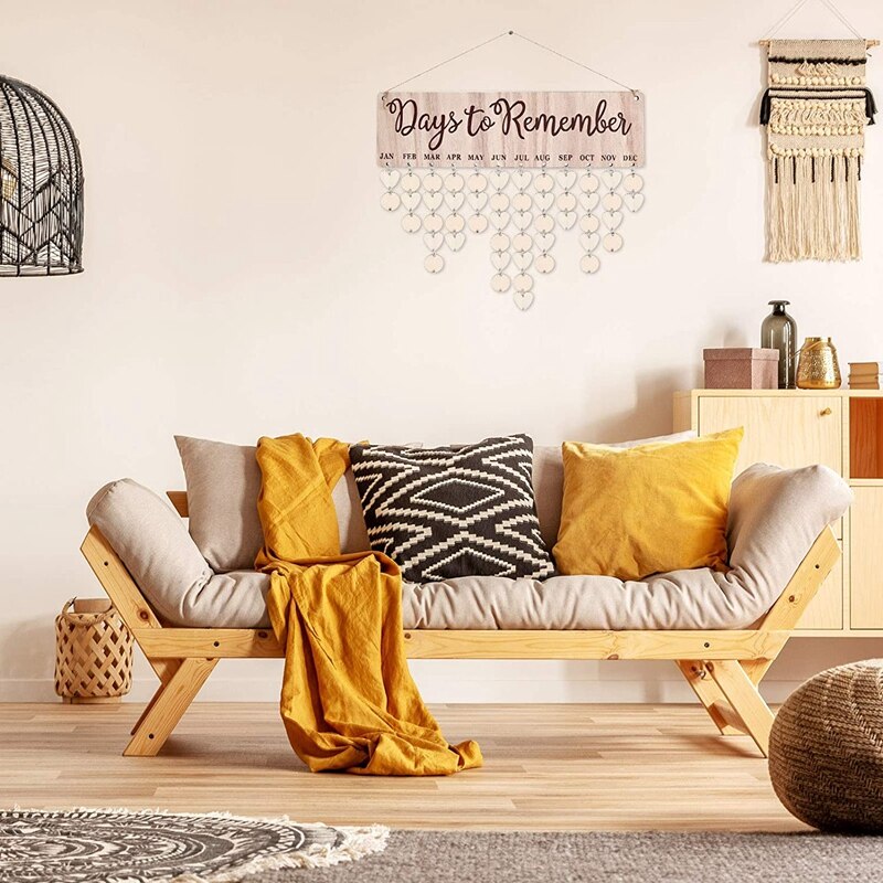 Calendario in legno promemoria di compleanno appeso a parete con etichette appeso fai-da-te promemoria di compleanno in legno calendario decorazione della parete di casa