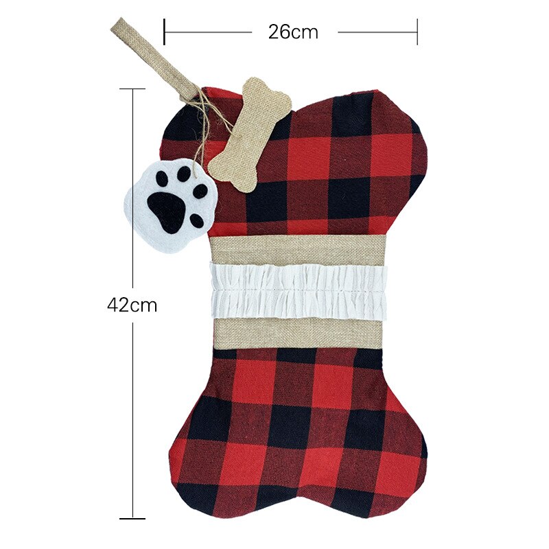 Kerst Kousen Bag Jute Plaid Bone Vormige C Opknoping Xmas Sokken Snoepzak Feestartikelen J2Y
