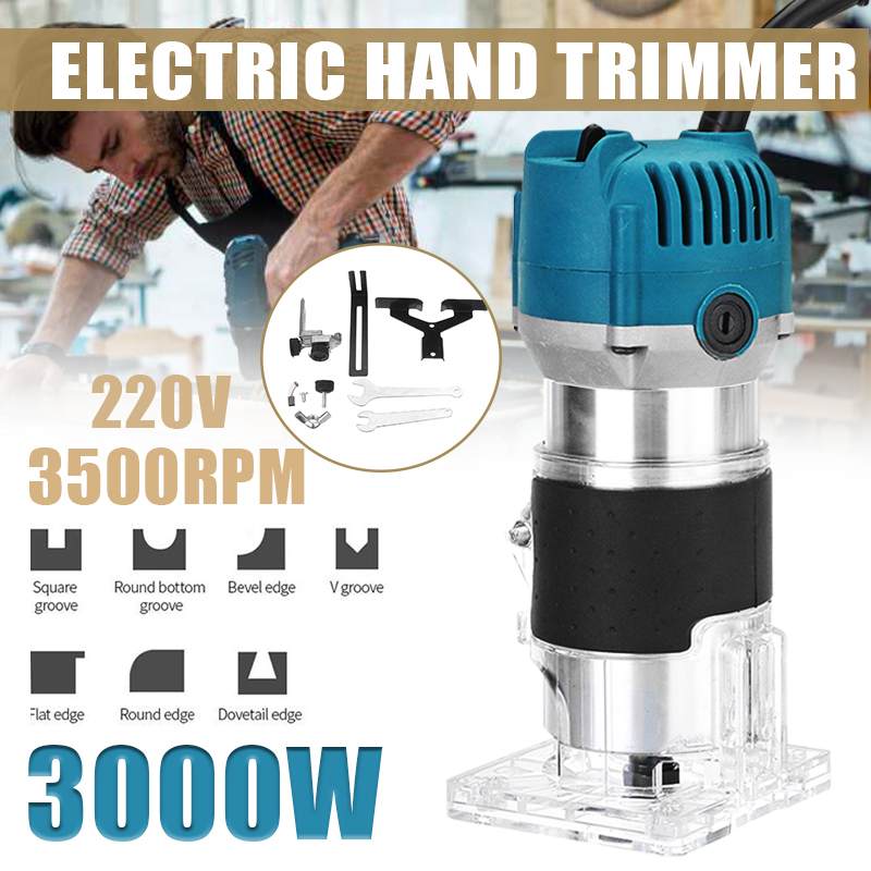 3000W Elektrische Hand Trimmer 220V Holz Router Holzbearbeitung Laminator Zimmerei Trimmen Schneiden Carving Maschine Energie Werkzeug einstellen