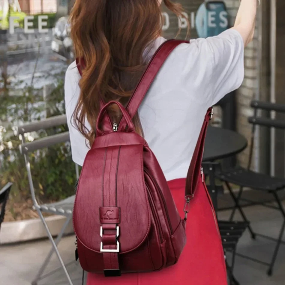 Multifunctionele dames leren rugzakken Vintage rugzak voor tienermeisjes Schoolborsttas Reisrugzak Dames Sac Back Pack