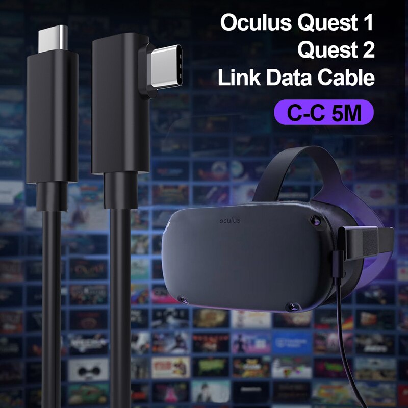 5M Usb Type C Kabel Voor Oculus Quest 2 Vr Headset Link Kabel Snelle Lading A-C Adapter Data Transfer mobiele Telefoon Vr Accessoires