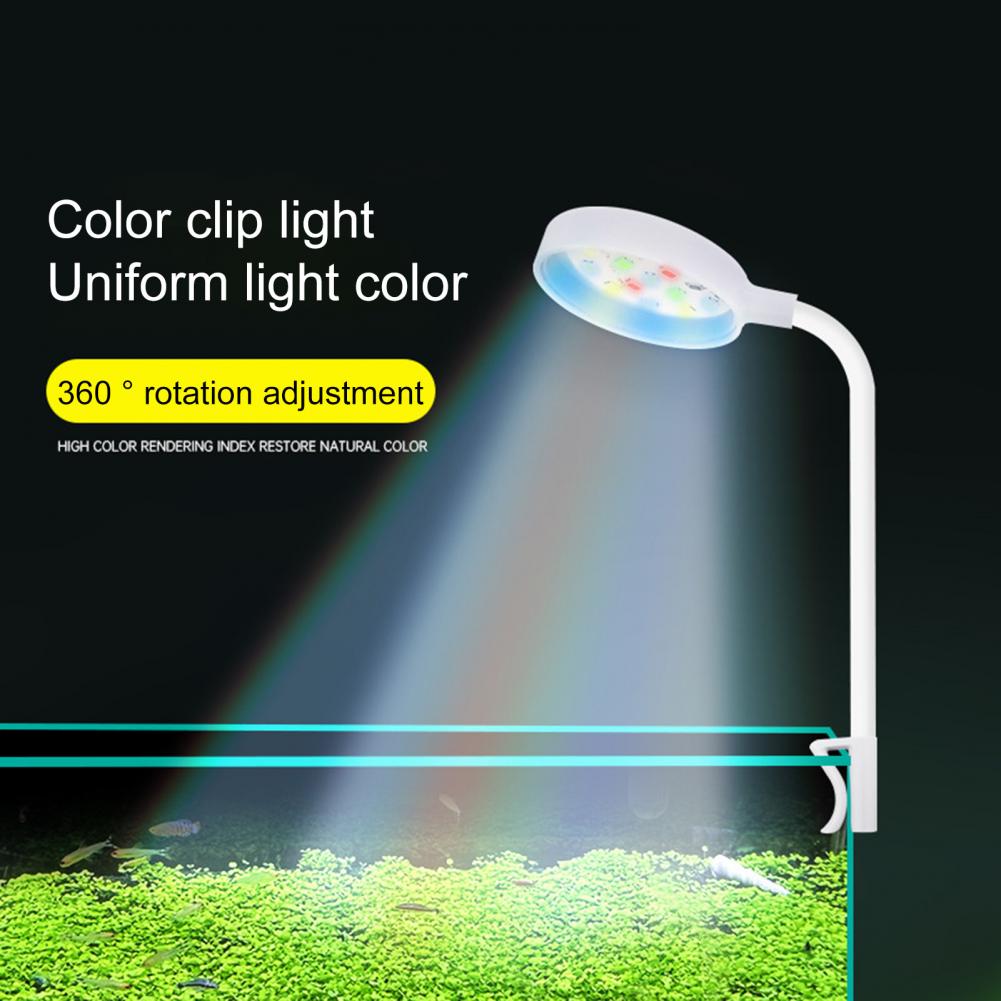Luces para pecera, luz LED para acuario, 360 grados, ajustable, plástico, lámpara Universal impermeable para peceras con Clip de tubo