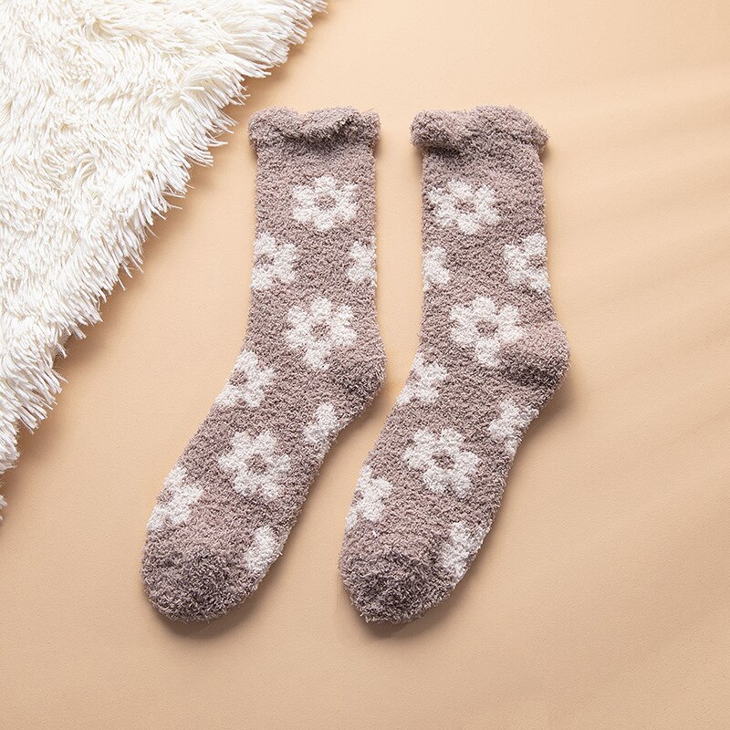 Coral Pattern Socks Beige main image 1
