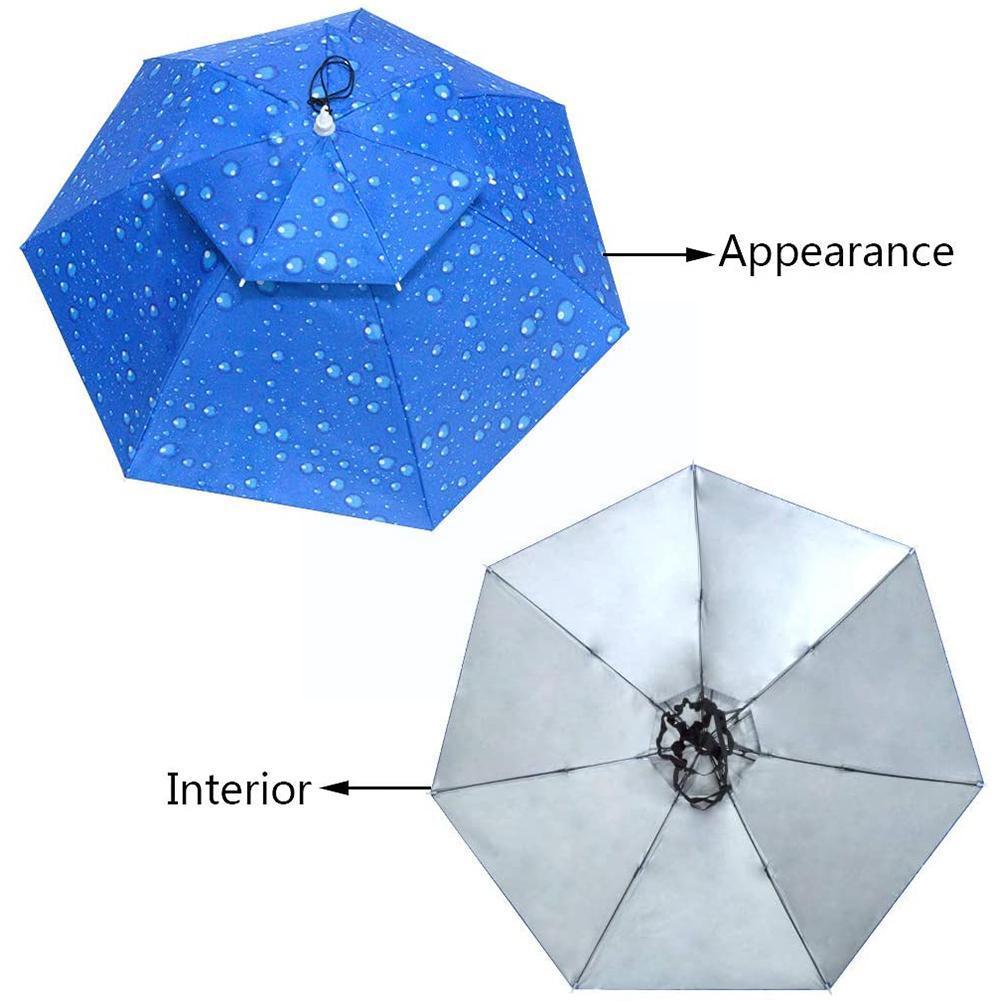 Plegable al aire libre cabeza sombrero paraguas Anti-lluvia Anti-UV pesca gorros para sombrillas de tapa de lluvia portátil equipo de playa impermeable H M9K7