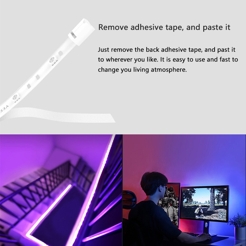 Yeelight Intelligente Luce di Striscia PIÙ 1m Allungabile portato RGB Luci di Striscia di colore di Lavoro Alexa Google Assistente di Automazione Casa intelligente