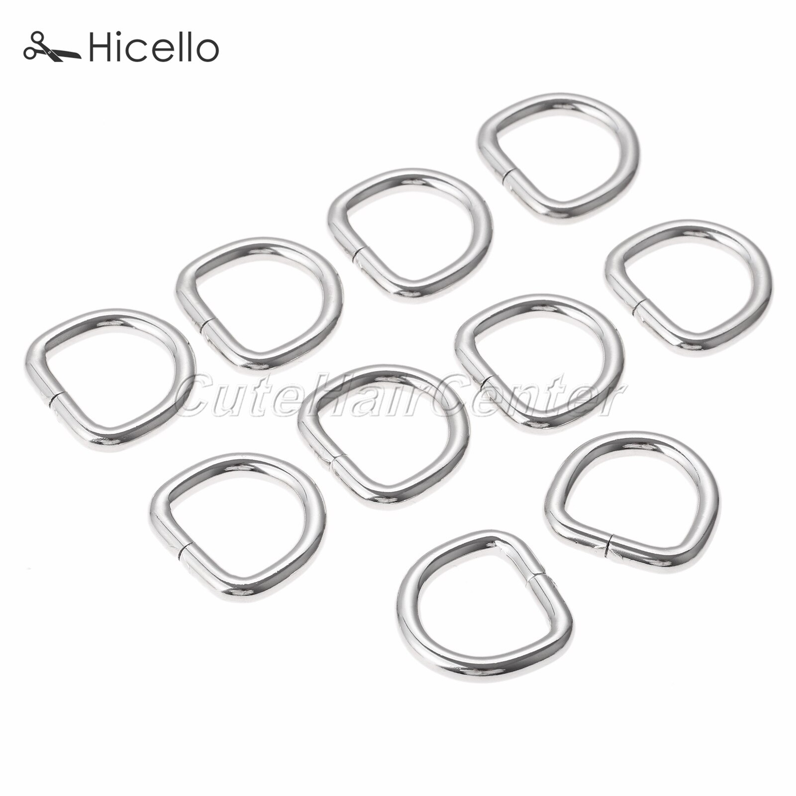 10pcs D Ring Metal Buckle Dee Clasp 20mm 25mm 38mm Gold Silver Black Bronze DIY Belt Strap Chain Luggage Leather Bag Hicello: Silve 20mm