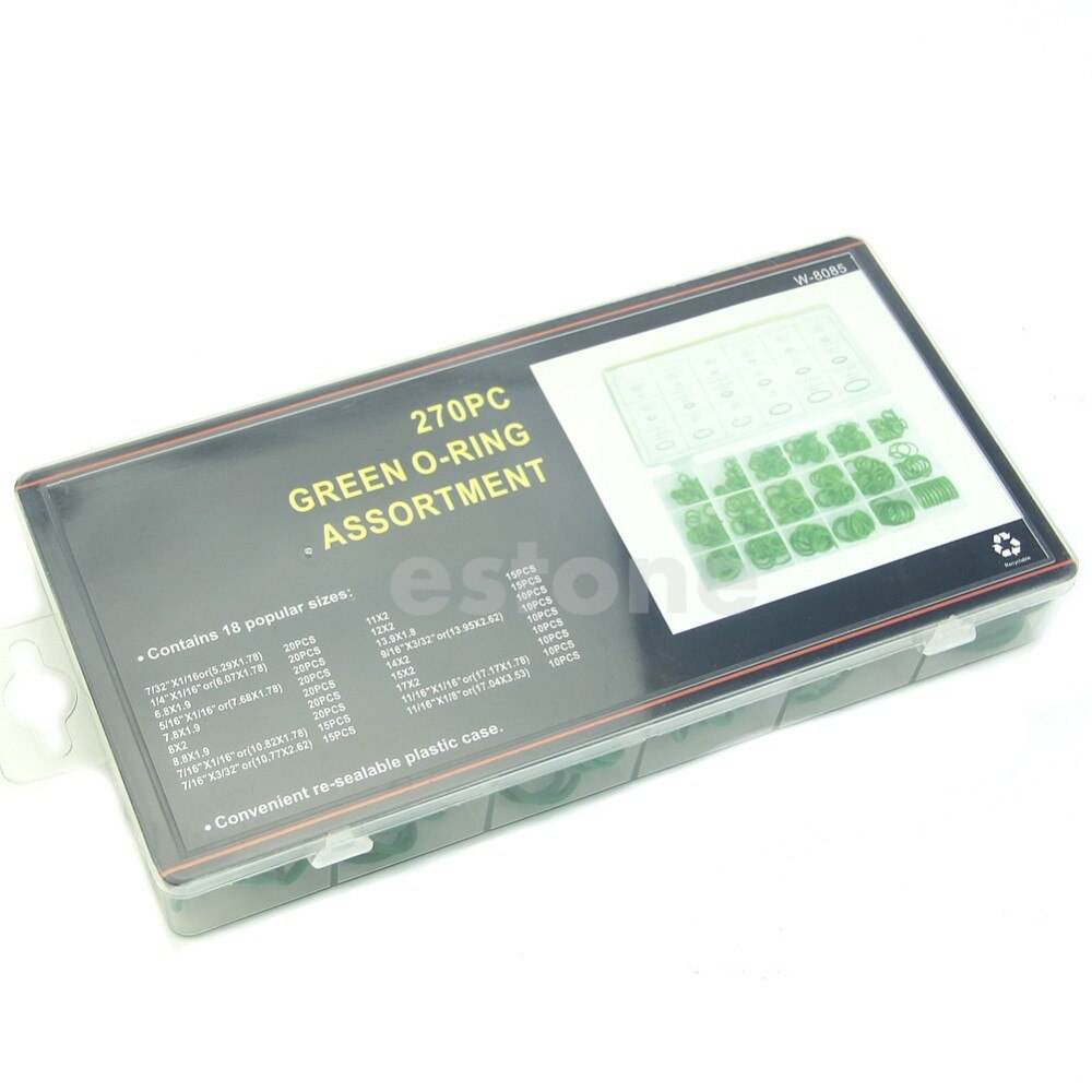 270 Stuks Rubber 18 Maten O-ring Kit Green Metric O Ring Afdichtingen Nitril