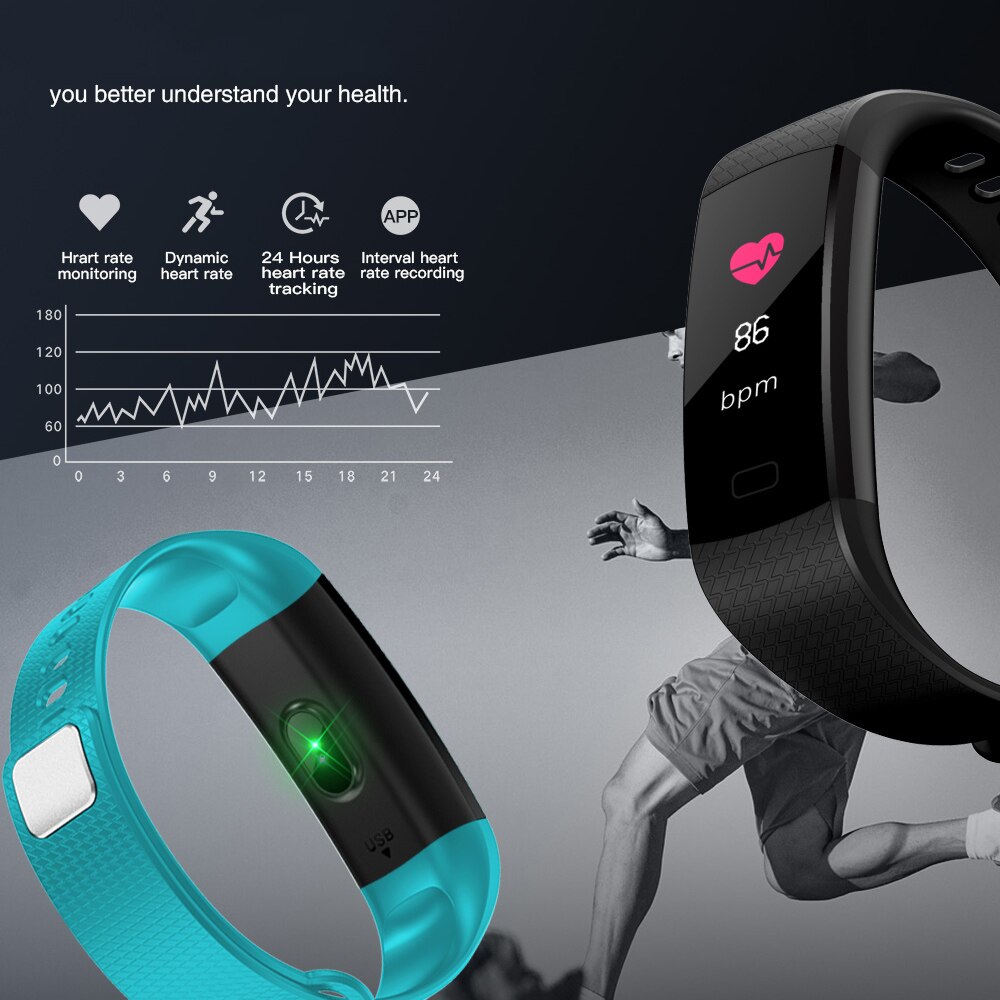 Y5 Smart Bracelet uomo donna Sport Watch cardiofrequenzimetro Fitness Tracker orologio per la pressione sanguigna schermo a colori Activity Tracker cinturino da polso