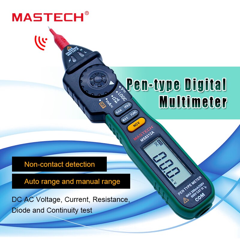 MASTECH MS8212A Pen type Digital Multimeter DC AC ... – Grandado