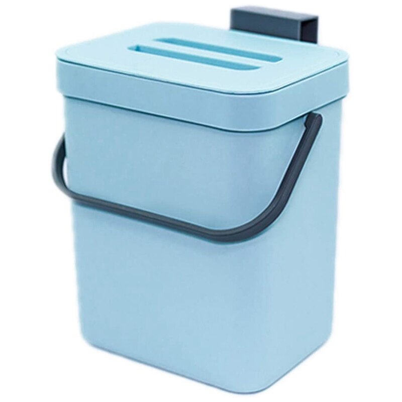 Cubo de Compost de cocina para encimera o debajo del fregadero compostaje, bote de basura para el hogar Ndoor con tapa hermética extraíble: Blue
