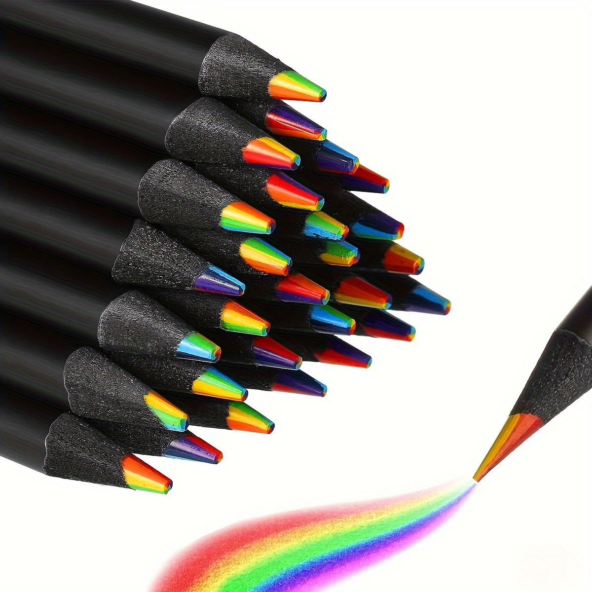 12/24/36/48 unidades 7 cores lápis arco-íris 3.3mm lápis de cor para desenho artístico colorir presente de ação de graças de Halloween
