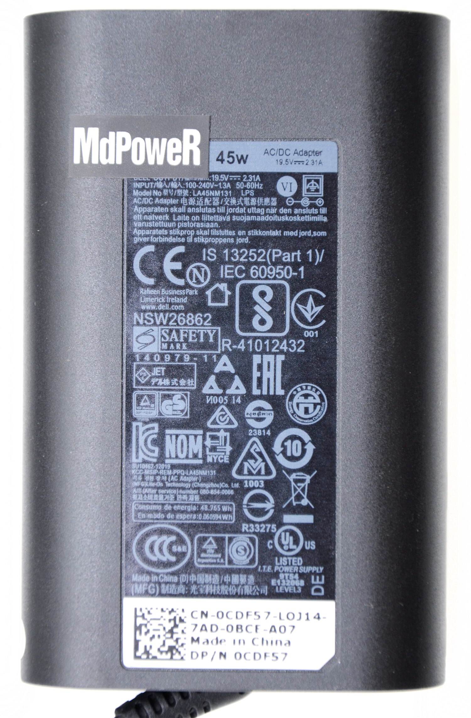 Original 19.5V 2.31A Laptop AC Adapter for Dell XPS13 9350 9360 9343 9350 9360 9365 7437 LA45NM140 HA45NM140 4.5*3.0 charger