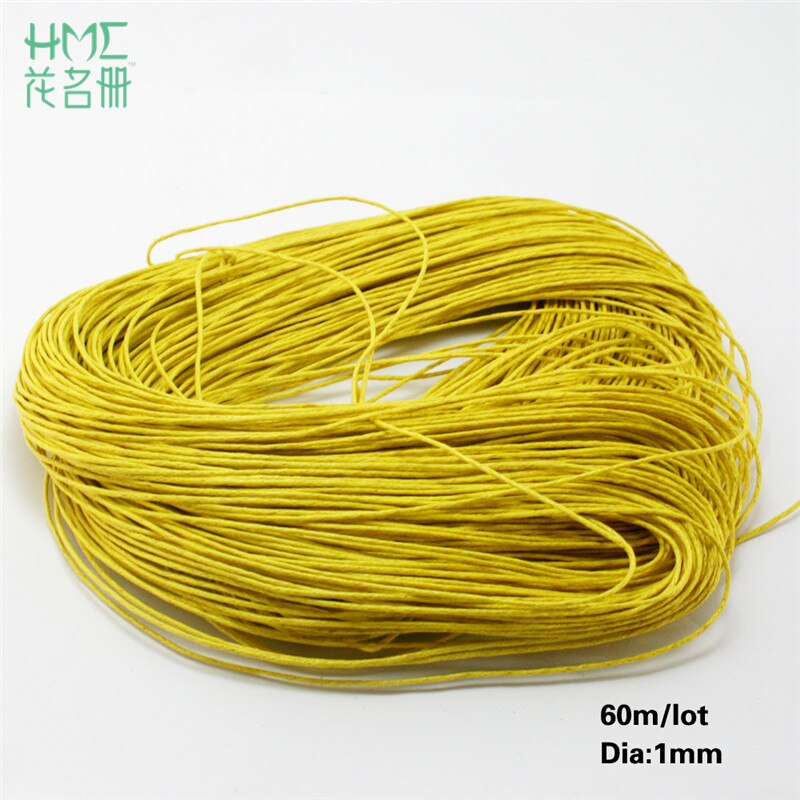60m/lot 1mm Thread Cotton Waxed Cord String Strap Necklace Bead Rope for Sewing DIY Necklace Bracelet Jewelry Making: Yellow